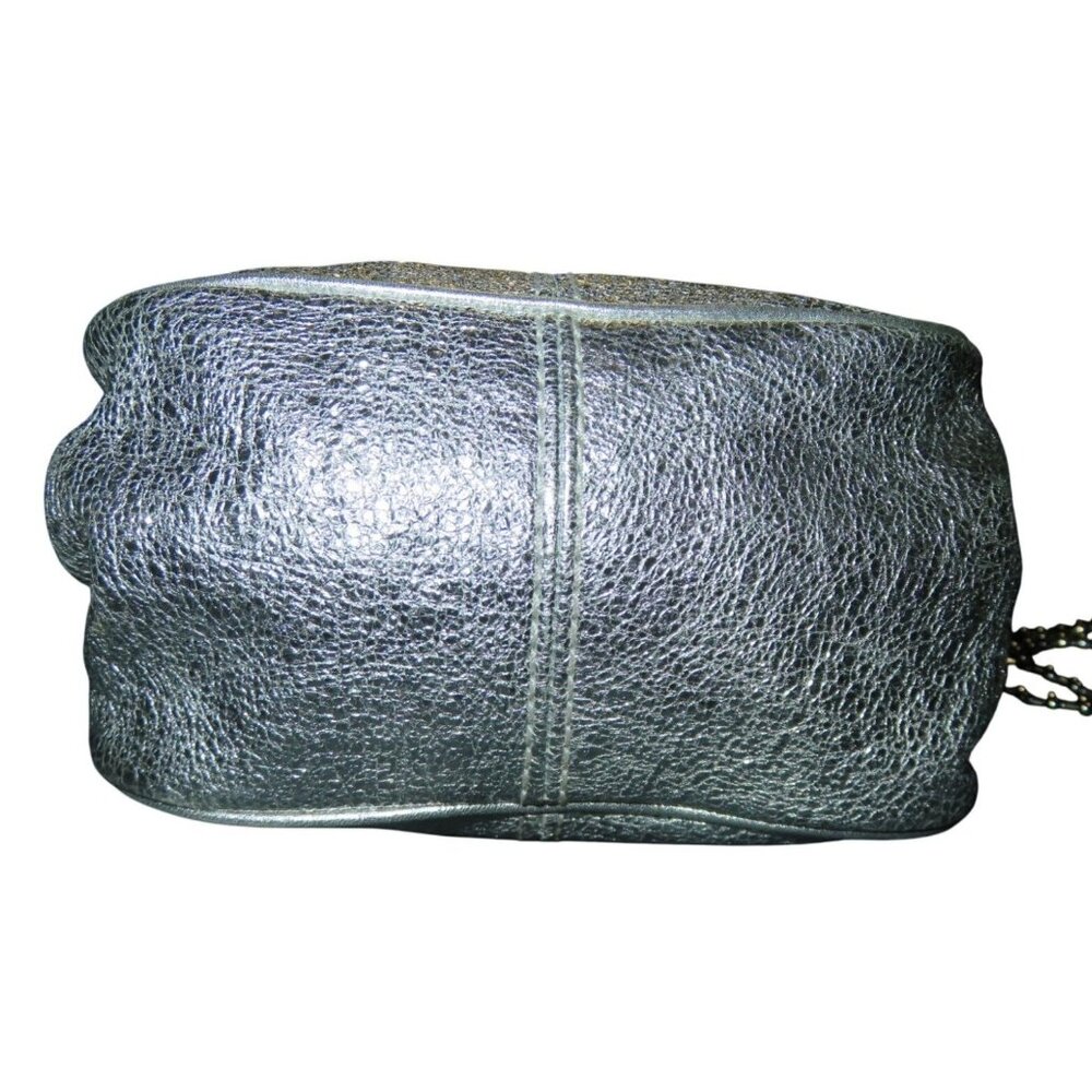 SOLD COACH 2008 Metallic Silver Leather Double Frame Kisslock Ball Chain - Picture 5 of 16